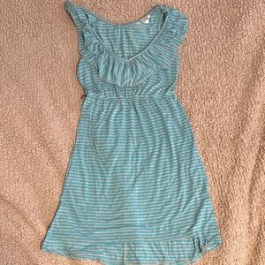 Striped Blue and White Ruffle Dress